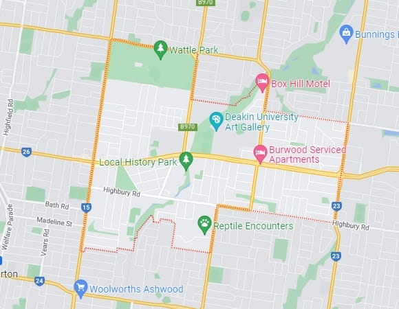 Burwood map area