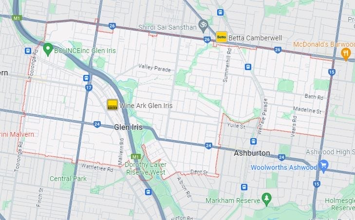 Glen Iris map area