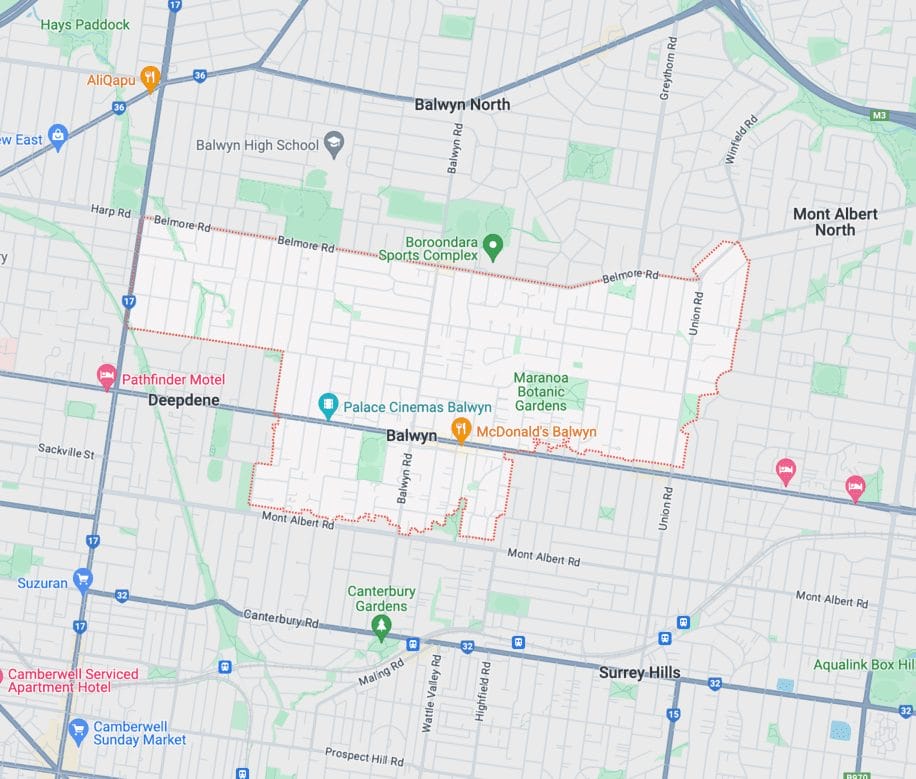 Balwyn map area