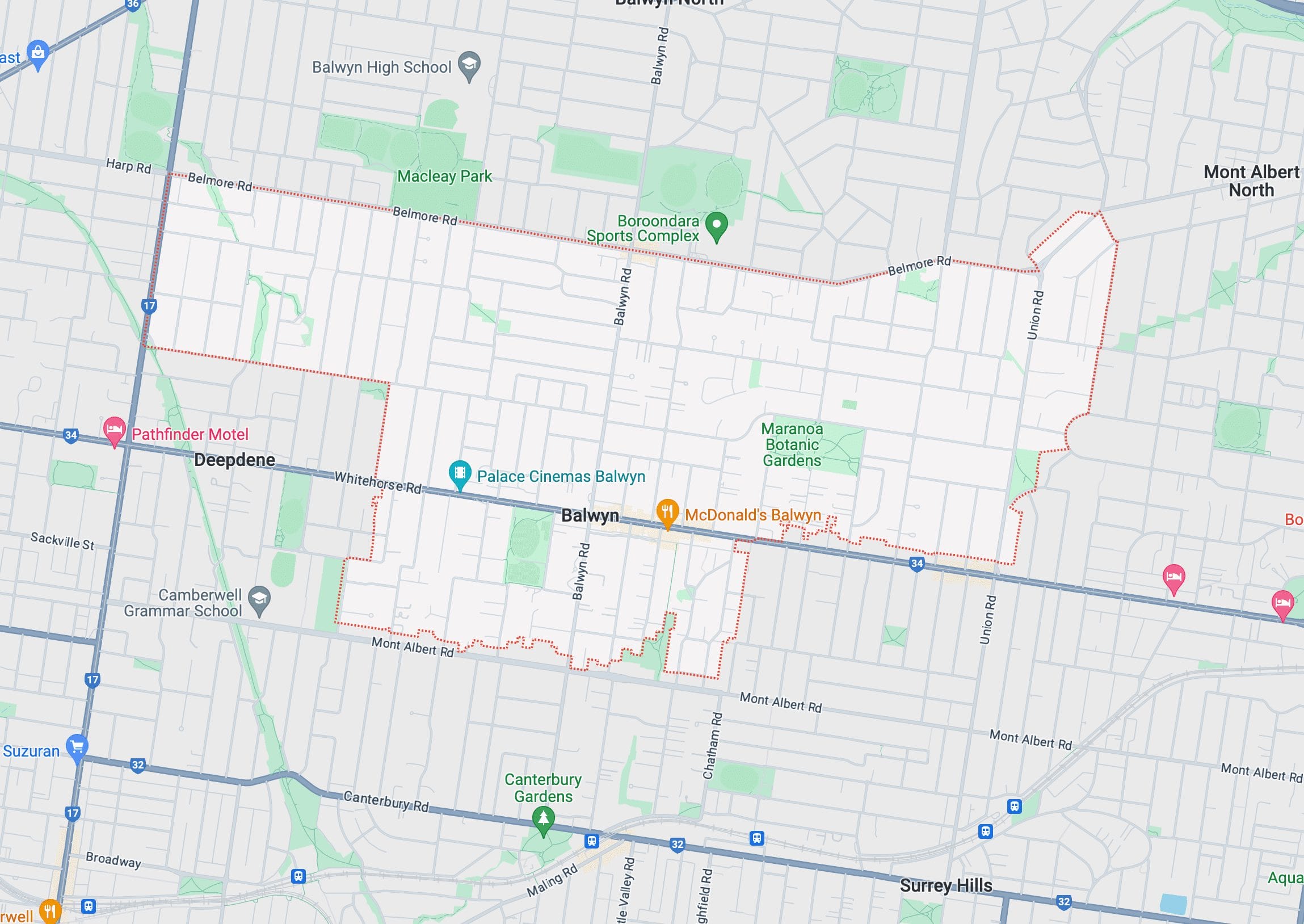 Balwyn map area