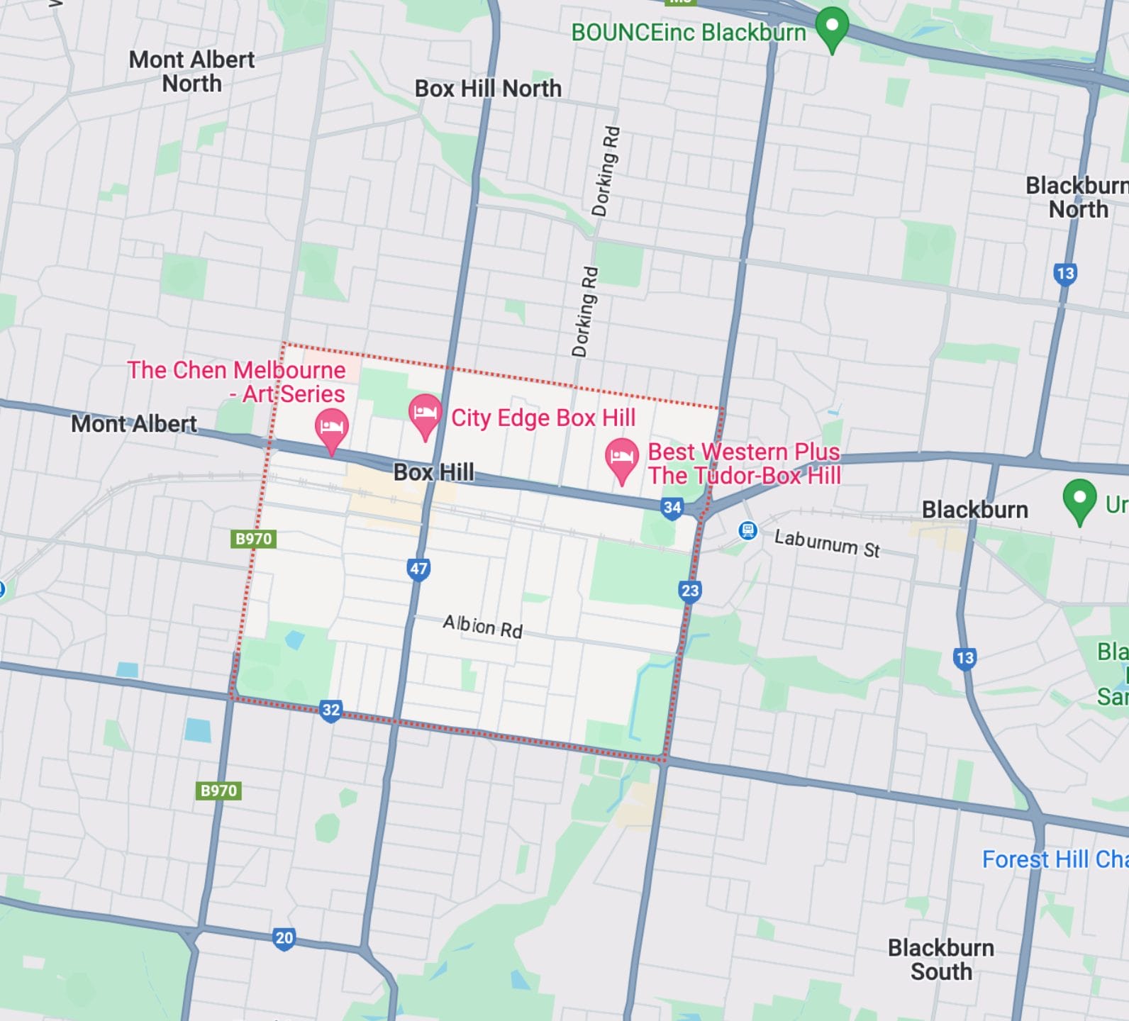 Box Hill map area