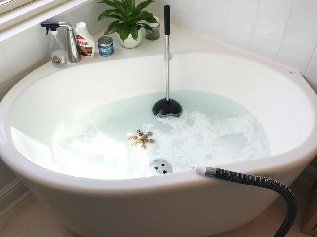 bathtub blocked drain